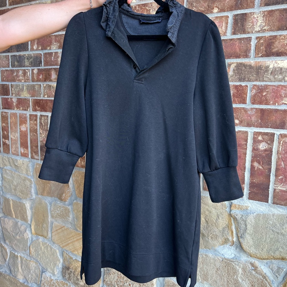 Tuckernuck Pomander Place Black Dress with Ruffled Collar
